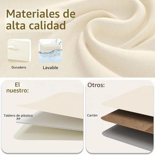 Vista 4 de Cestas de almacenamiento de tela con asas, color beige, 10.2 x 7.9