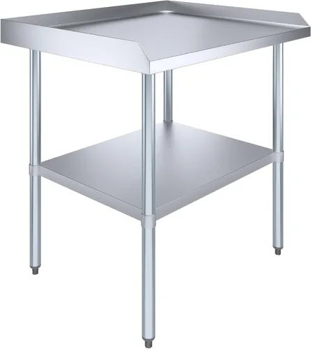 Vista 10 de AmGood Mesa de trabajo comercial con protector contra salpicaduras y protectores laterales contra salpicaduras Altura: 35" Mesa de preparación