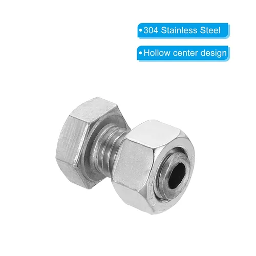 Vista 4 de PATIKIL Tornillo hexagonal externo hueco M12x20mm, 2 juegos de tornillos cilíndricos de rosca de lámpara a través del perno de agujero con tuerca