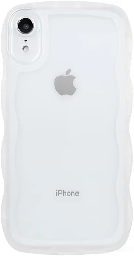 Vista 137 de SKYLMW Funda compatible con iPhone 12 Pro, diseño de ondas rizadas kawaii, borde chapado de lujo, elegante parte trasera transparente brillante, TPU