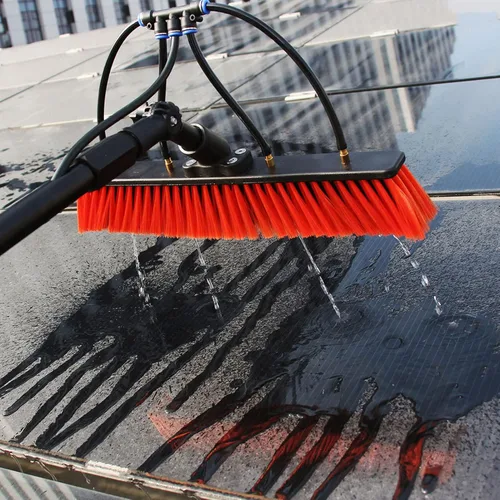 Vista 7 de Poste de limpieza de ventanas al aire libre, cepillo telescópico alimentado con agua, kit de poste de alimentación de agua con aerosol de manguera