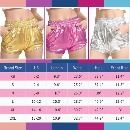 Vista 6 de Perfashion - Shorts metálicos brillantes para mujer