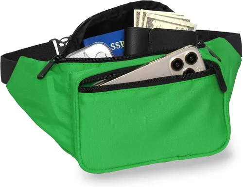 Vista 2 de Riñonera para hombres y mujeres Riñonera Riñonera ligera para viajes, deportes, senderismo, Verde - Sólido, talla única