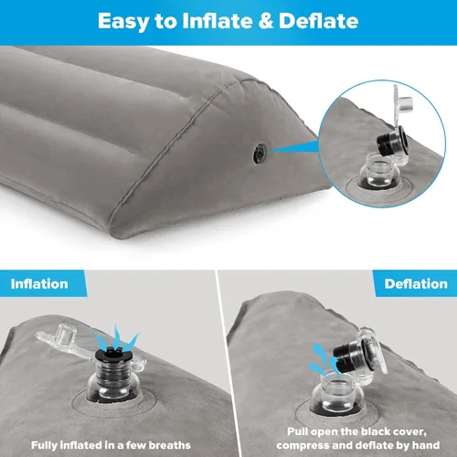 Vista 6 de USHMA Almohada inflable de cuña de rodilla para dormir de espalda, almohada debajo de la rodilla para dormir de espalda, cómoda almohada inflable