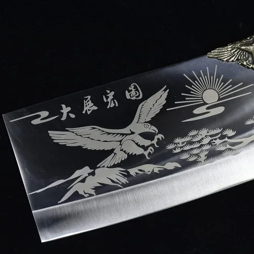 Vista 3 de Cuchillo de carne, cuchillo de cocina forjado a mano de 9 pulgadas, cuchillo de cocina de hoja afilada, cuchillo de cocina Longquan de China