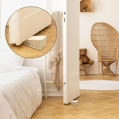 Vista 5 de Amyhill 6 piezas de cuña de madera para puerta, cerradura de puerta Natural