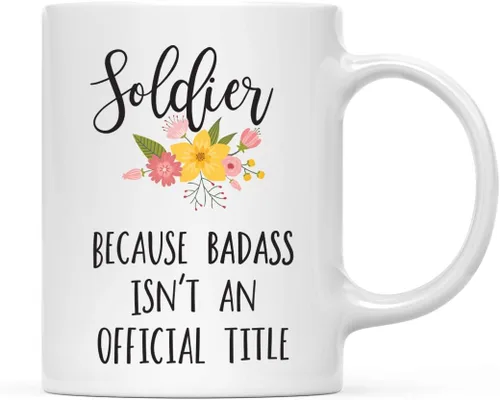 Vista 55 de Andaz Press Taza de café de 11 onzas, regalo de broma, tía porque Badass no es un título oficial, gráfico floral, 1 paquete