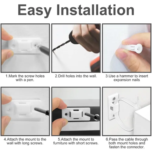 Vista 4 de Utook Anclajes para muebles (paquete de 16) para bebés, kit de anclajes de muebles anti punta, anclajes de pared para gabinete que protegen a