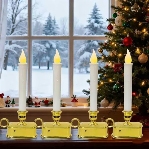 Vista 11 de Abeja Velas de Ventana de Navidad de 3 Luces, Lámpara de Vela de Ventana Eléctrica, Lámpara de Vela de Navidad con Enchufe y 4 Bombillas C7
