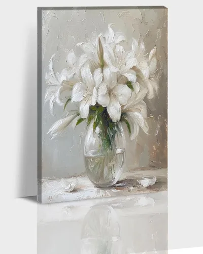 Vista 38 de Hzddty Lienzo de flores rojas de amapola para pared, pintura floral abstracta para paredes, imágenes de flores con estampado floral, decoración
