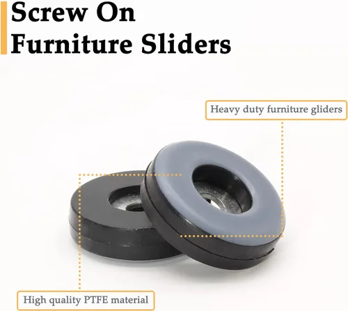 Vista 3 de 20 deslizadores de muebles de 1 pulgada, protectores de suelo de PTFE para sillas autoadhesivas para muebles para suelos de madera dura, alfombras