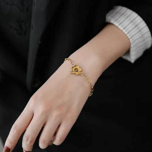 Vista 3 de Simple Delicate Gold Bar Bracelet for Women Dainty Paperclip Chain Adjustable Bangle 18K Gold Plated Handmade Minimalist Jewelry Fashion Accessories