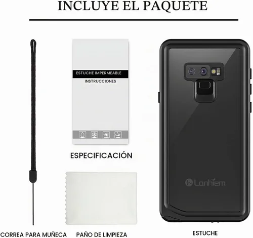 Vista 8 de Lanhiem Funda para teléfono Galaxy Note 9, IP68, impermeable, a prueba de polvo, a prueba de golpes, con protector de pantalla integrado, cubierta