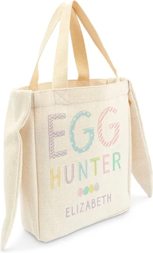 Vista 9 de Weddingstar Bolso de asas personalizable de la cesta de Pascua de la tela de la lona con las orejas, Bunny Rabbit