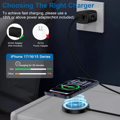 Vista 2 de Cargador inalámbrico magnético Samsung de 15 W para Galaxy S26 Ultra S25 Almohadilla de cargador inalámbrico