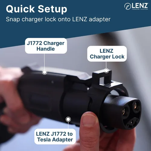 Vista 2 de LENZ Paquete - Adaptador de carga y bloqueo J1772 a Tesla