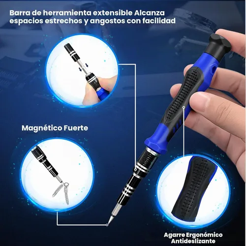 Vista 6 de Juego de destornilladores de precisión de 142 piezas para electrónicos – Kit de herramientas de reparación multi-bit para iPhone, MacBook, laptop