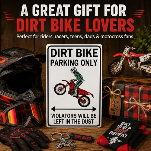 Vista 7 de Smilelife Accesorios para Moto de Tierra para Niños Regalos de Motocross Graciosos Letrero Vintage de Estaño para Parqueo Solo de Motos Sucias