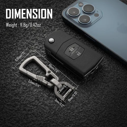 Vista 5 de KeyUnity KM16SW Titanium EDC mosquetón llavero clip con anillo D y anillo giratorio KA15