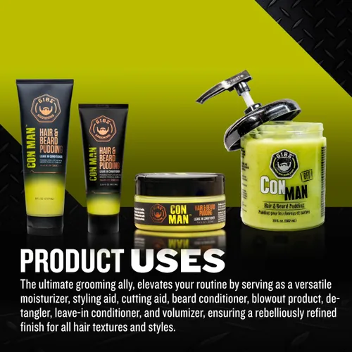 Vista 2 de GIBS Con Man Hair & Beard Pudding - Leave In Conditioner - Curl Definer - Moisturizer