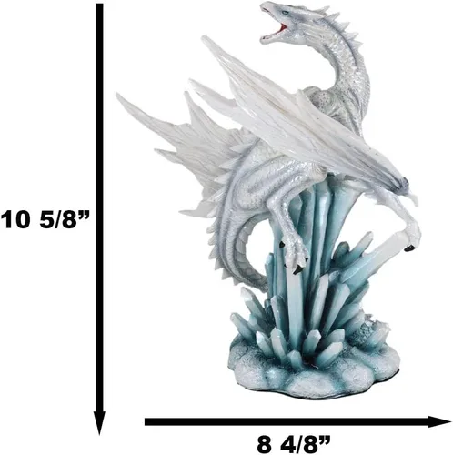 Vista 3 de Ebros Gift Figura decorativa de dragón de invierno de nieve ártica blanca en cristal gigante de hielo de montaña glaciar rocas estatua Winterland