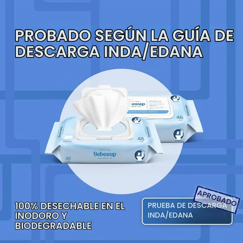 Vista 4 de BEBESUP - Toallitas desechables #1 de Corea- Toallitas orgánicas extra gruesas 100% a base de plantas, hipoalergénicas, biodegradables, 99% a base
