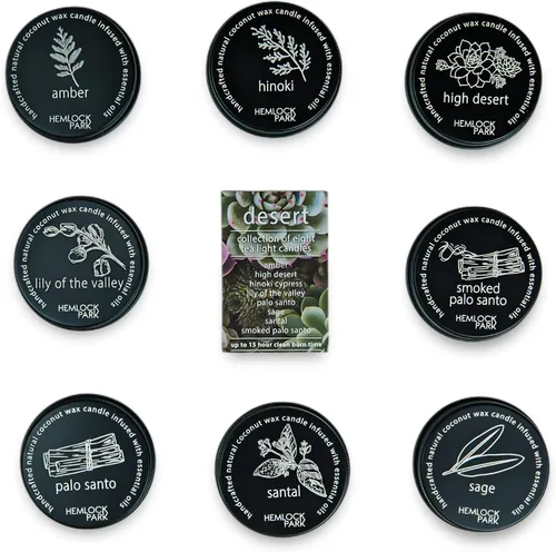 Vista 2 de Hemlock Park Desert Collection - Juego de velas de té de tamaño de viaje