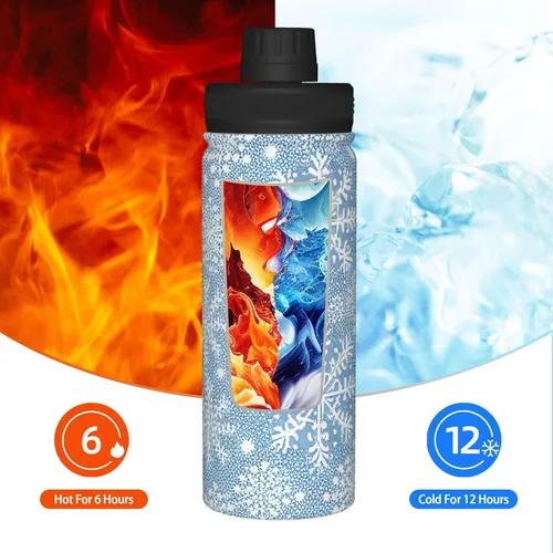 Vista 6 de Blooming Poppies - Botella de agua deportiva a prueba de fugas, 18 onzas, botellas de agua aisladas para bicicletas, fitness, yoga, senderismo, etc.