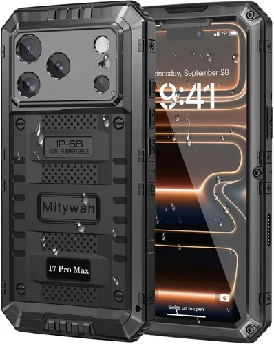 Vista 52 de Mitywah Funda impermeable para iPhone 7/iPhone 8 / iPhone SE 2020, funda de metal resistente de grado militar, protección de cuerpo completo