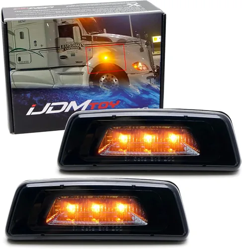 Vista 9 de iJDMTOY Lentes ámbar súper brillantes LED para rueda delantera delantera Fender Side Marker Lights compatibles con Kenworth T680 T700 T880