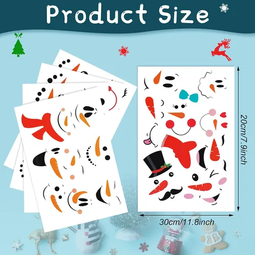 Vista 2 de 36 calcomanías de vinilo de Navidad con caras de muñeco de nieve para manualidades, calcomanías de cara de muñeco de nieve, botellas de agua