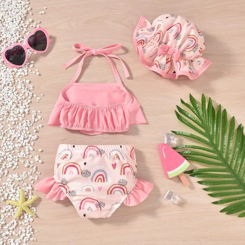 Vista 6 de Aalizzwell Traje de baño para niñas pequeñas con sombrero