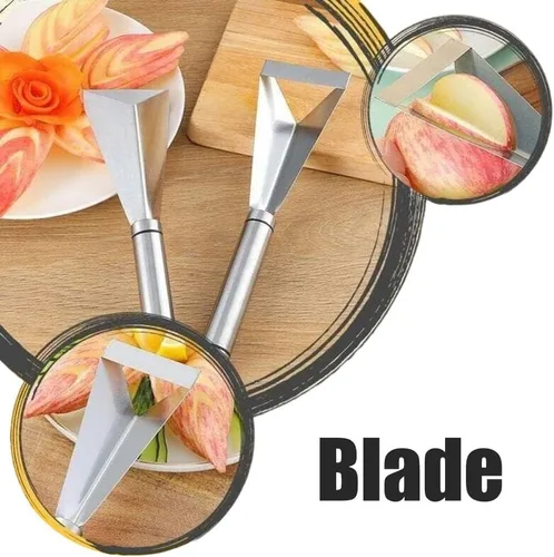 Vista 6 de MIXCUT Cuchillo para tallar frutas, decoración de platos de bricolaje, herramientas de tallado de forma triangular de acero inoxidable, cuchillo
