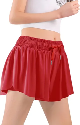 Vista 6 de Auranso Pantalones cortos fluidos con bolsillo 2 en 1 para niñas