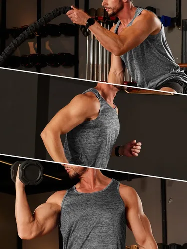 Vista 3 de TACVASEN Camisetas sin mangas para hombre de secado rápido para entrenamiento muscular atlético, gimnasio, culturismo, camiseta de rendimiento