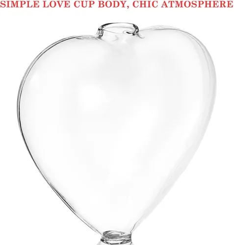 Vista 6 de Yardwe Jarrón de vidrio en forma de corazón con base de 6.24 pulgadas, maceta hidropónica transparente para el hogar, oficina, escritorio