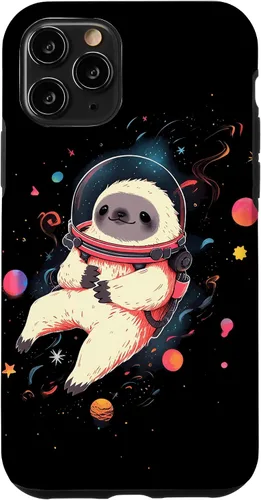 Vista 29 de Sloth Floating in Space Planets Stars Sloth Lover Case for iPhone 16