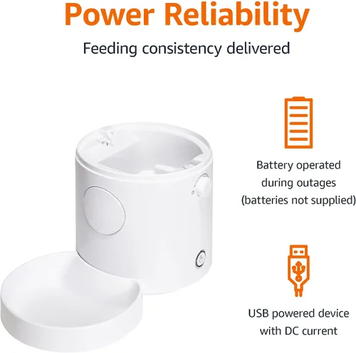 Vista 4 de Amazon Basics Comedero automático para gatos con grabadora de voz programable, alimentación lenta, control de porciones, capacidad de 4 L