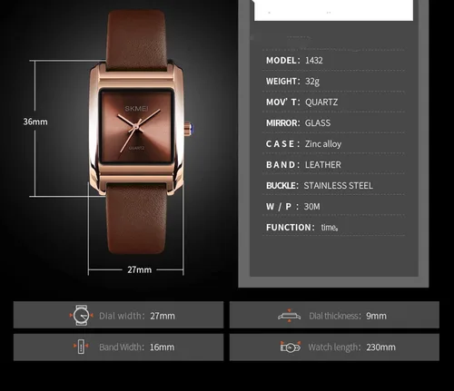 Vista 7 de MASTOP Relojes de pulsera de lujo para mujer, correa de cuero fina, resistente al agua, con correa de cuero