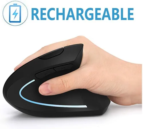 Vista 8 de Acedada Mouse ergonómico, mouse inalámbrico vertical, mouse Ergo óptico recargable, 80012001600 DPI, 5 botones para laptop, escritorio, PC, MacBook