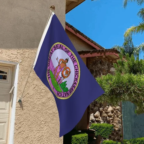Vista 7 de Bandera de la nación Chickasaw de 2 x 3 pies, poliéster duradero de doble cara, divertida pancarta decorativa para exteriores, bandera de bienvenida