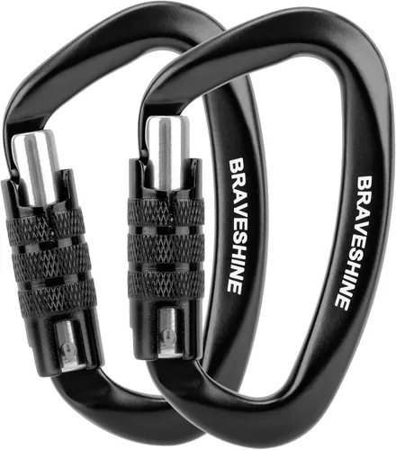 Vista 14 de Clips de mosquetón resistentes 12KN Aluminio D Ring Double Lock Caribeaner Hooks