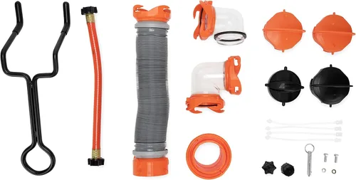 Vista 13 de Camco RhinoFLEX Kit de manguera para tanque totalizador de 3 pies - Incluye codo transparente de 90 grados, manguera de drenaje y 2 tapas