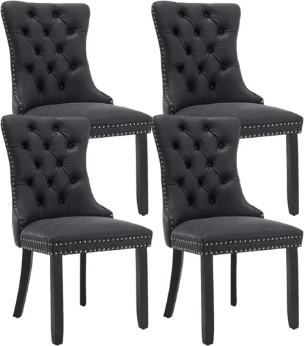 Vista 79 de Juego de 2 sillas de comedor de terciopelo beige, modernas sillas de cocina