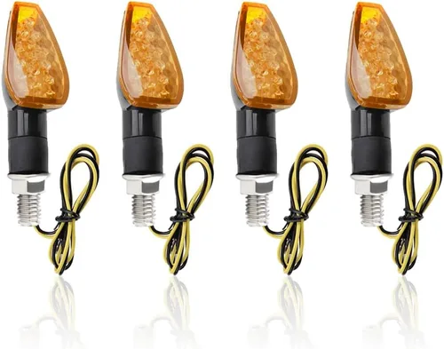 Vista 9 de 4 piezas de intermitentes para motocicleta, intermitentes delanteros y traseros de 14 LED con lámpara ámbar genial, luz de señal para motocicleta