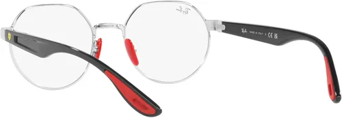 Vista 6 de Ray-Ban RX6492M Scuderia Ferrari Collection - Marcos redondos para lentes graduados, color plateado y lente demo, 2.008in, plateadodemo, lente