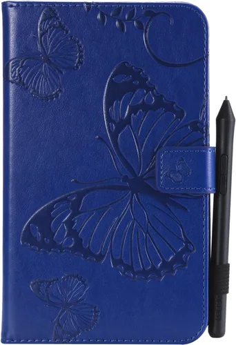 Vista 3 de Funda para Samsung Galaxy Tab A 7.0 2016 (SM-T280/T285) con portalápices [Encendido/apagado automático] Folio Stand Smart Magnetic Wallet Embossed