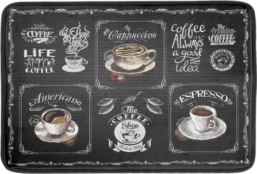 Vista 86 de Giwawa Tapete de secado de platos de café, vintage, antifatiga, taza de expreso, máquina de frijoles negros, tapete escurridor de platos, protector