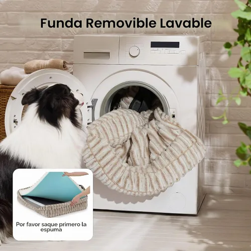 Vista 7 de Bedsure ComfyFleece™ - Cama ortopédica para perros medianos, cama mediana de espuma viscoelástica impermeable con lados, parte inferior