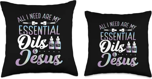 Vista 3 de Christian EO Practitioner All I Need Essential Oils Jesus Throw Pillow